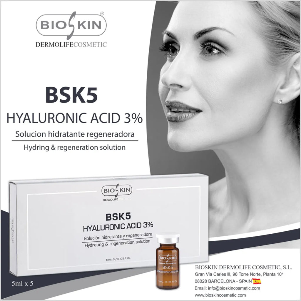 BIOSKIN - BSK5 HYALURONIC ACID 3% for Fine Lines & Wrinkles Treatment - Made in Spain