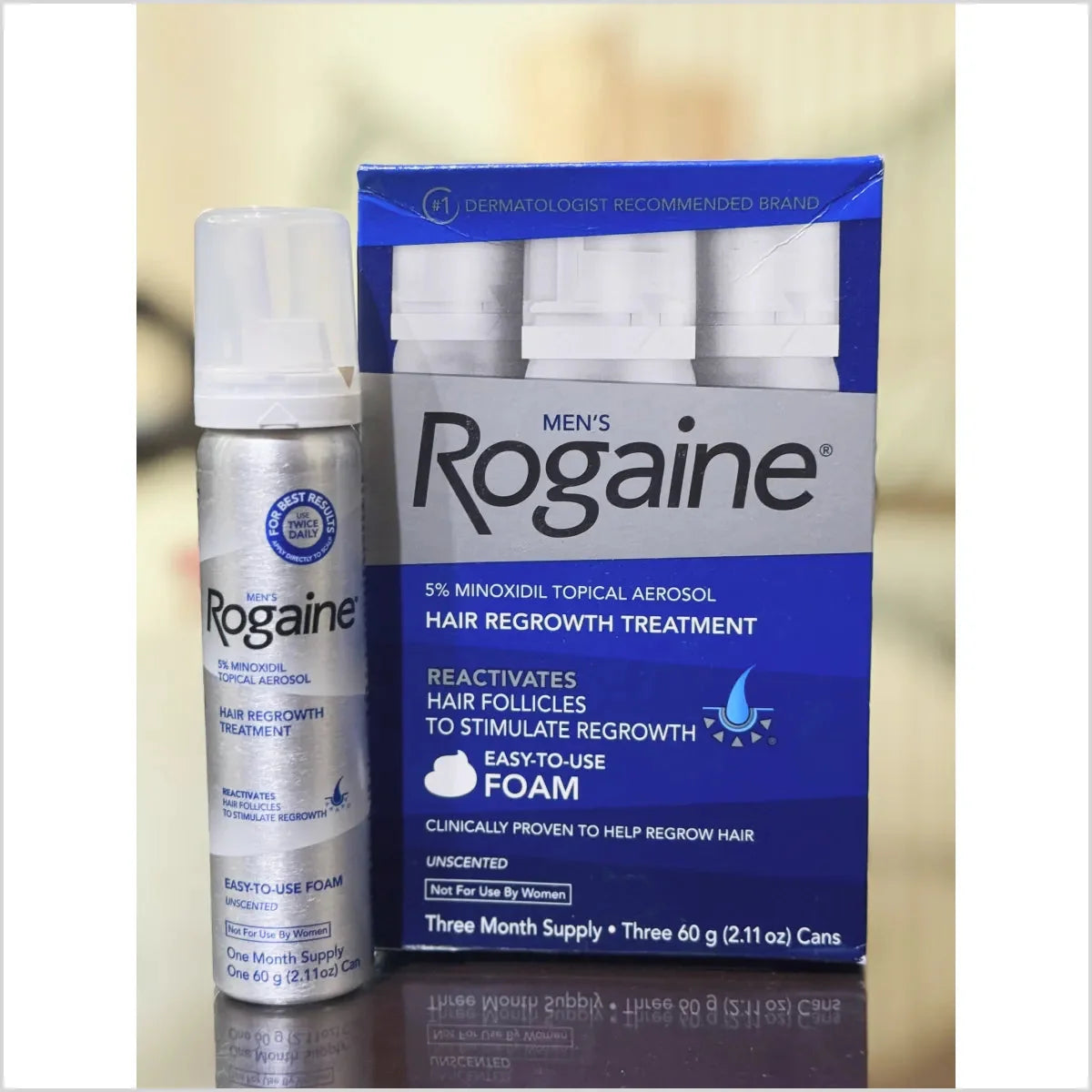 Men's Rogaine/Regaine 5% Minoxidil Foam for Hair Loss and Hair Regrowth