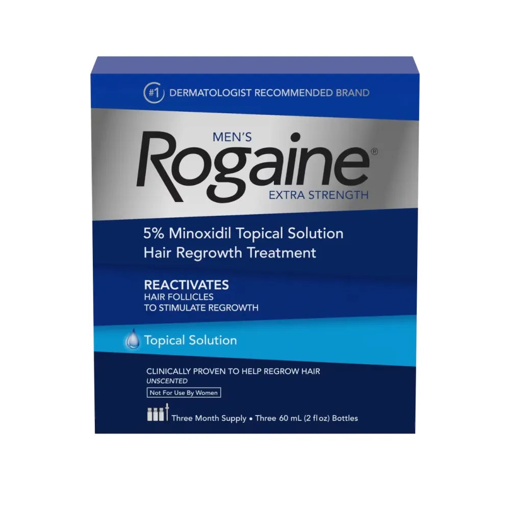 Men's Rogaine/Regaine Minoxidil Topical Solution - Extra Strength 5% - Hair Loss and Regrowth