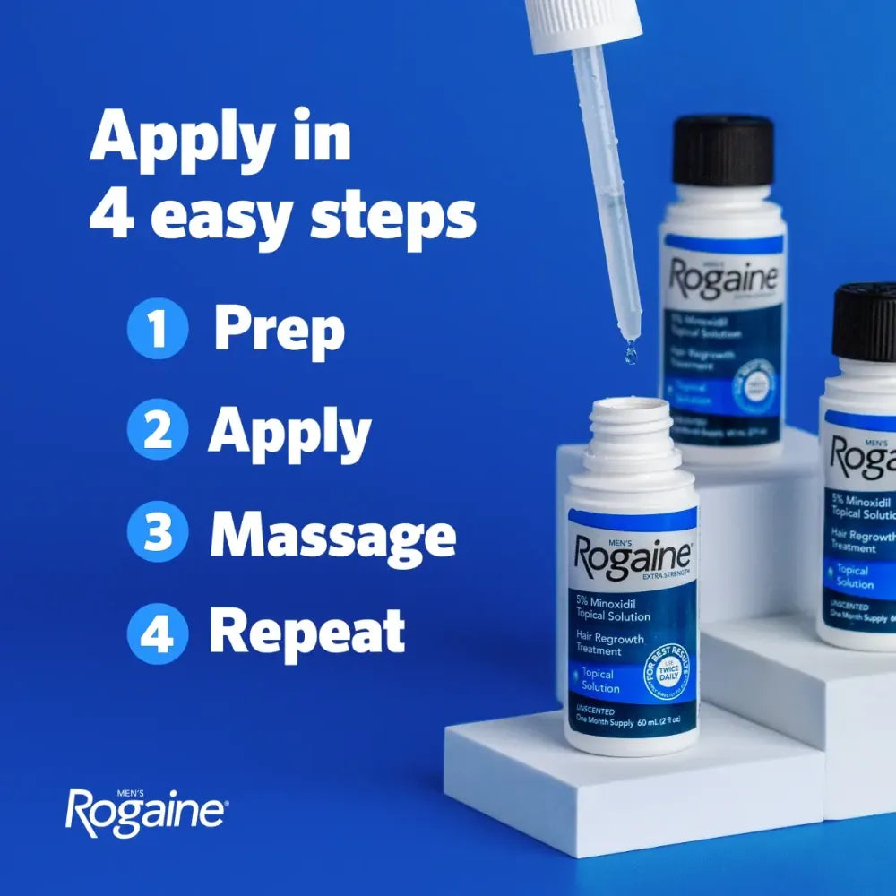 Men's Rogaine/Regaine Minoxidil Topical Solution - Extra Strength 5% - Hair Loss and Regrowth